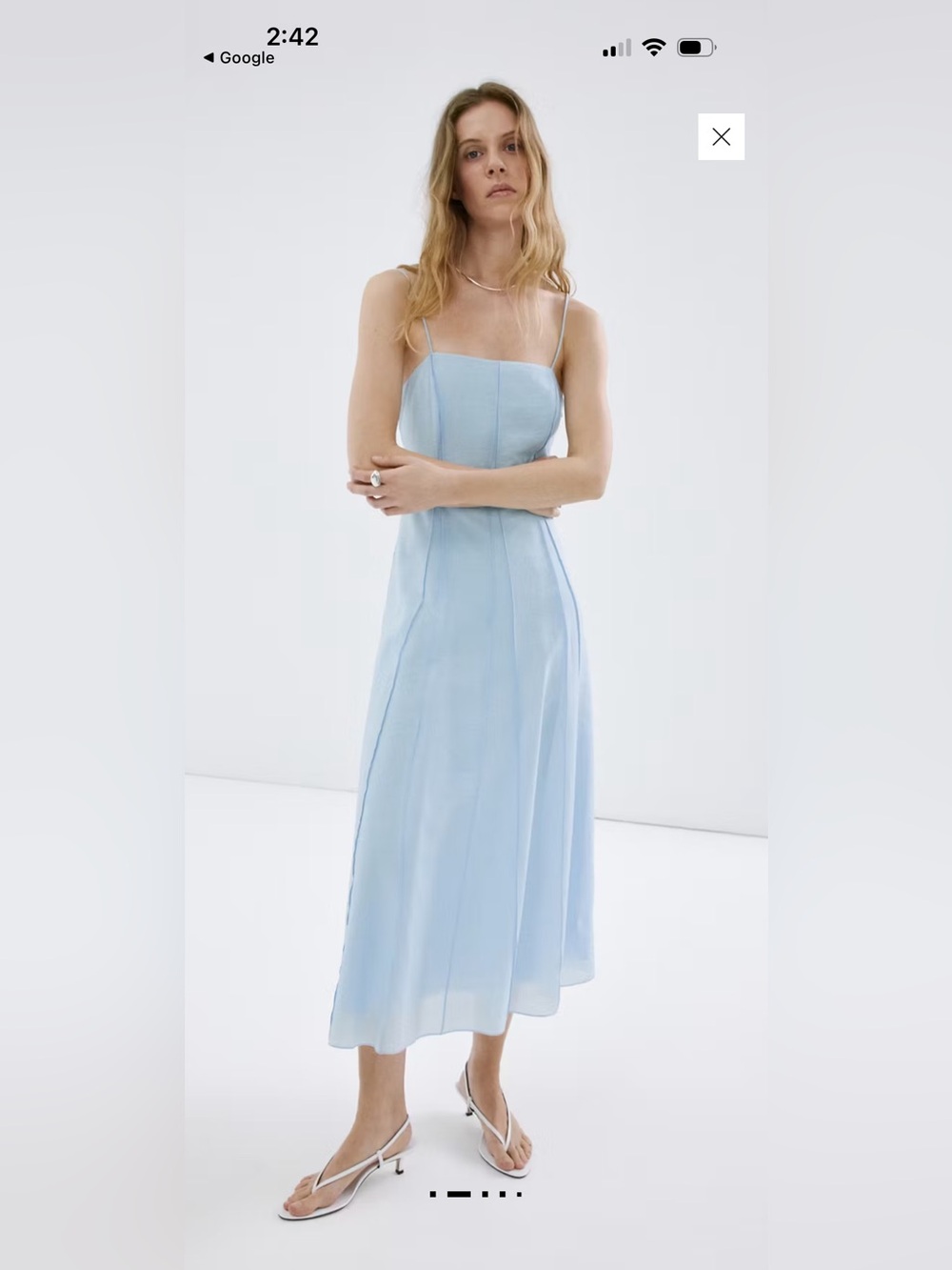 Light Blue Spaghetti Strap Midi Dress - Women Sold Out Mango XL